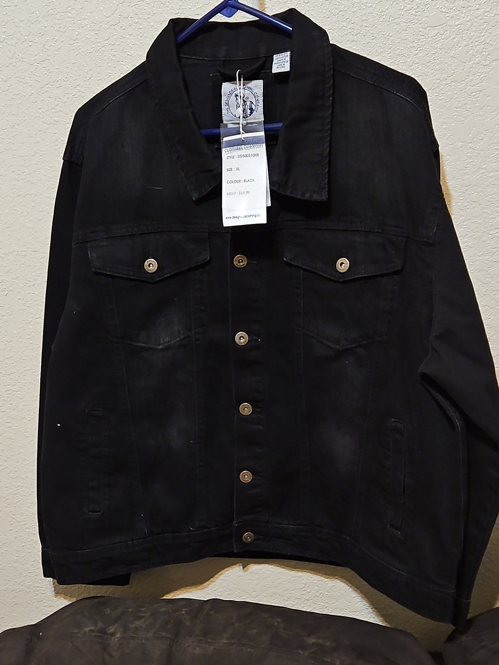 Men's Black Denim Jacket - Classic Trucker Style